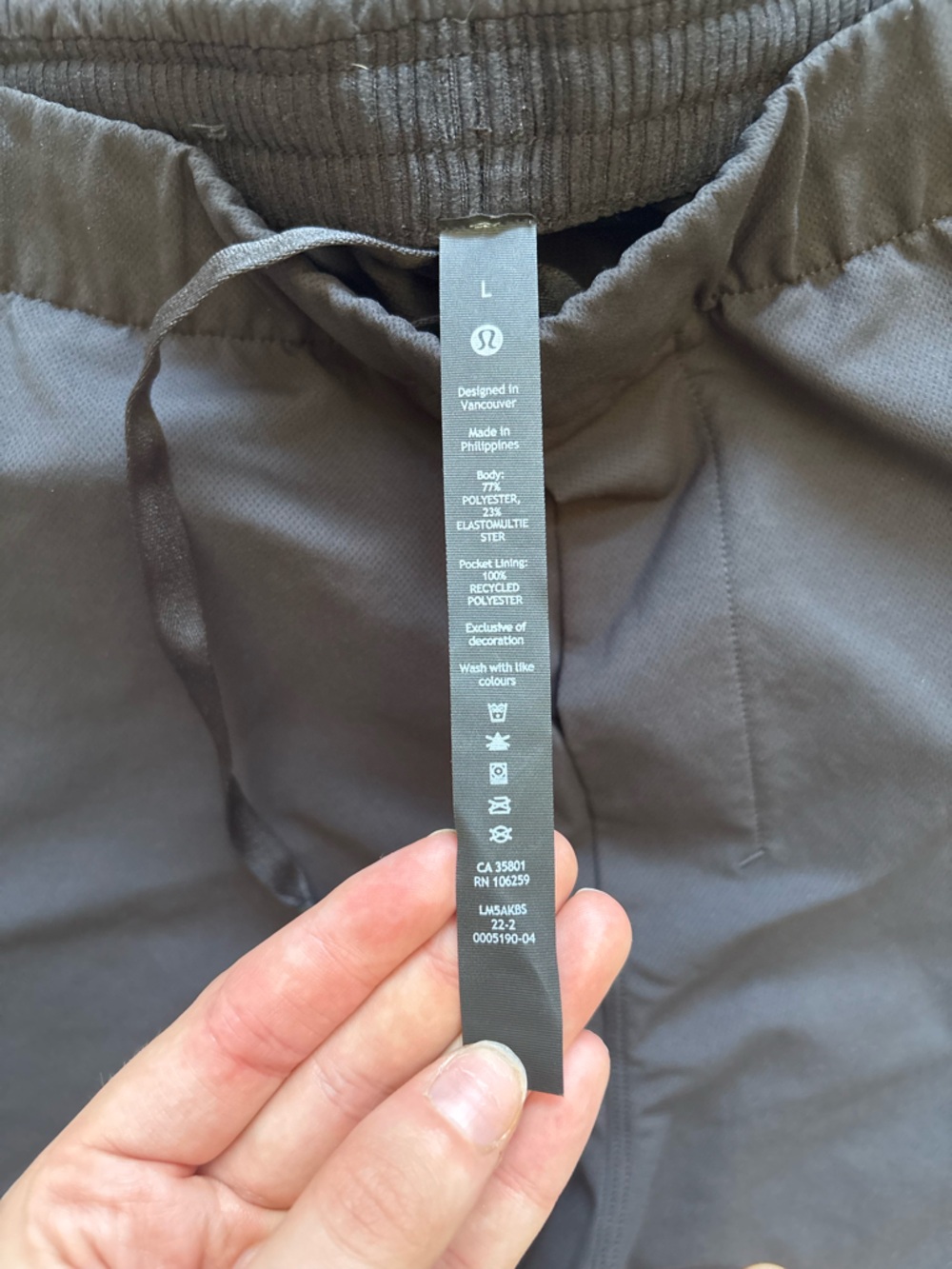 lululemon athletica Black Drawstring Pique Trousers - Picture 3 of 4